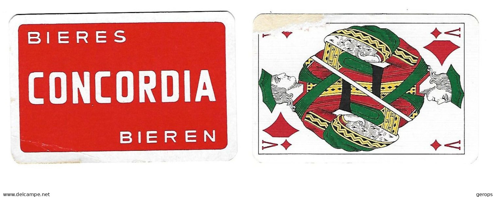 235a 1 Losse Speelkaart Brij. Concordia Geraarsbergen Rv (beschadigd) - Otros & Sin Clasificación