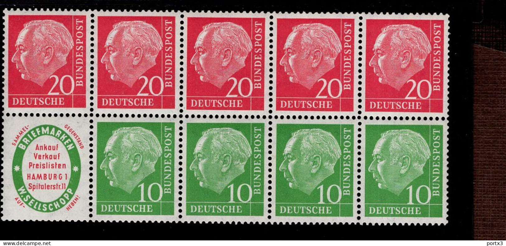 Heftchenblatt Bund 3 Heuss I   MNH **postfrisch Neuf - 1951-1970