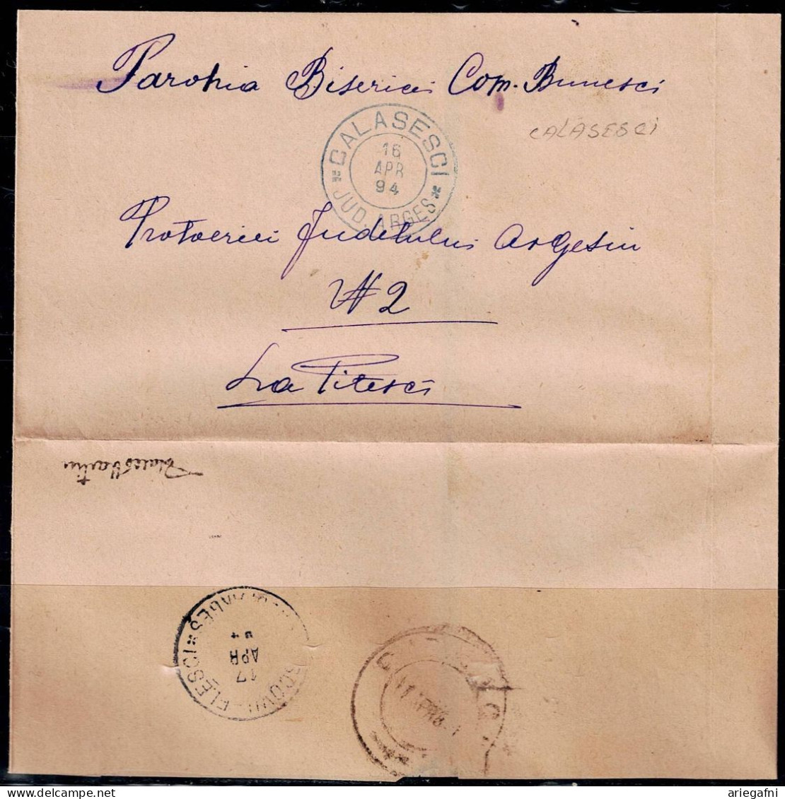 ROMANIA 1894 LETTER SENT 16/4/1897 FROM CALASESCI VF!! - 1858-1880 Moldavië & Prinsdom