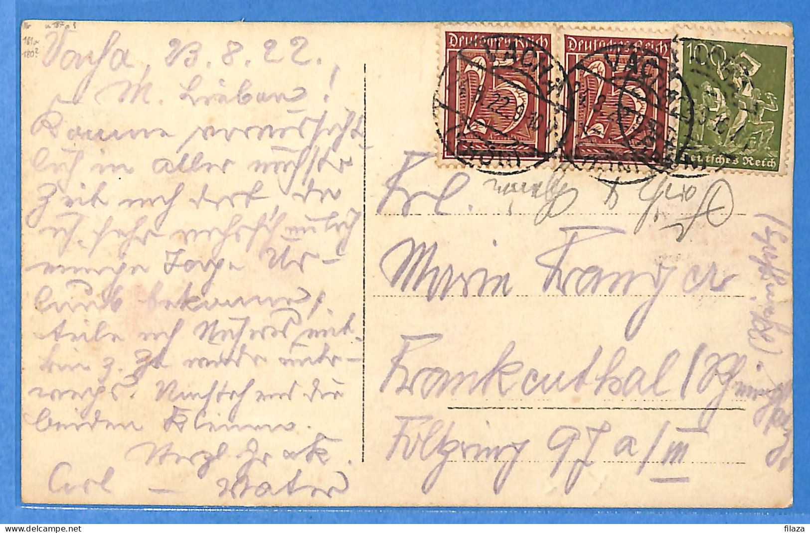 Allemagne Reich 1922 - Carte Postale De Vacha - G29190 - Covers & Documents