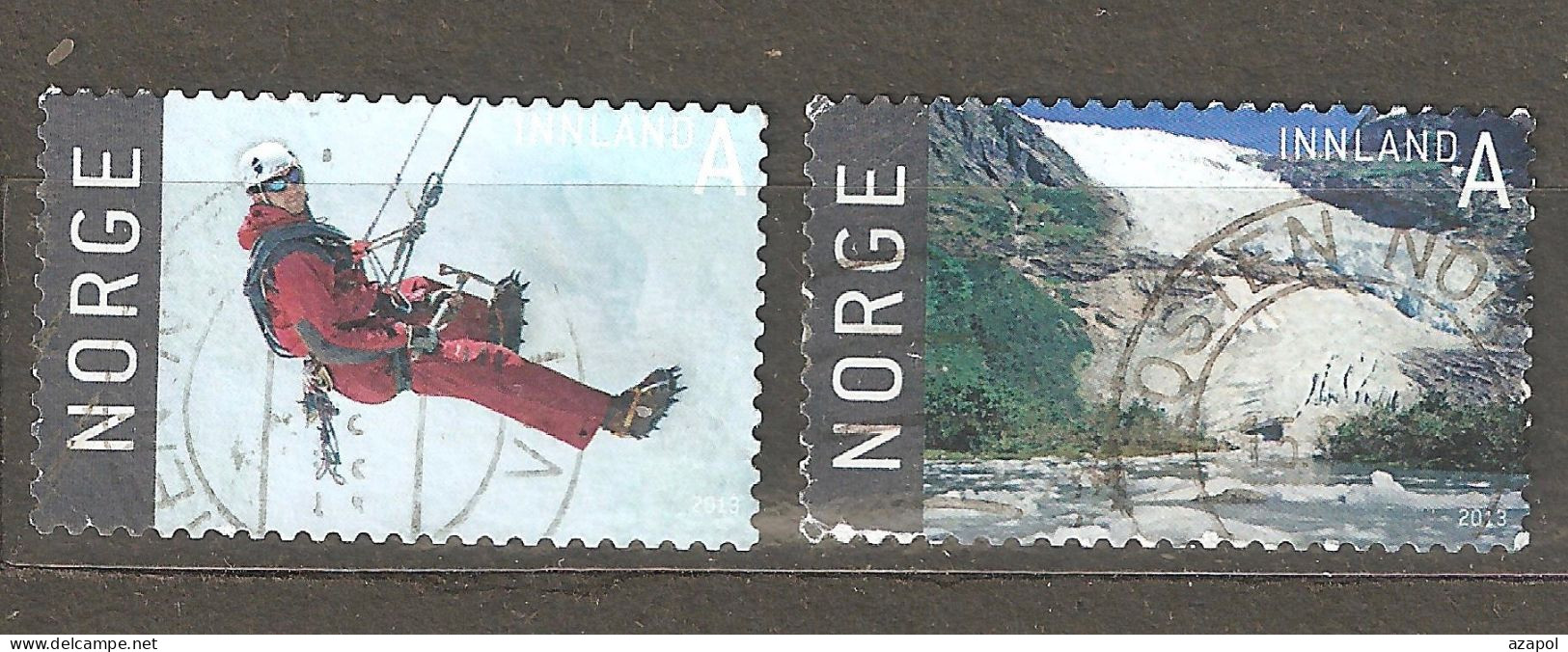 Norway: 2 Used Stamps From A Set, Tourism-a Climber On A Gletcher, Waterfall, 2013, Mi#1809-10 - Oblitérés