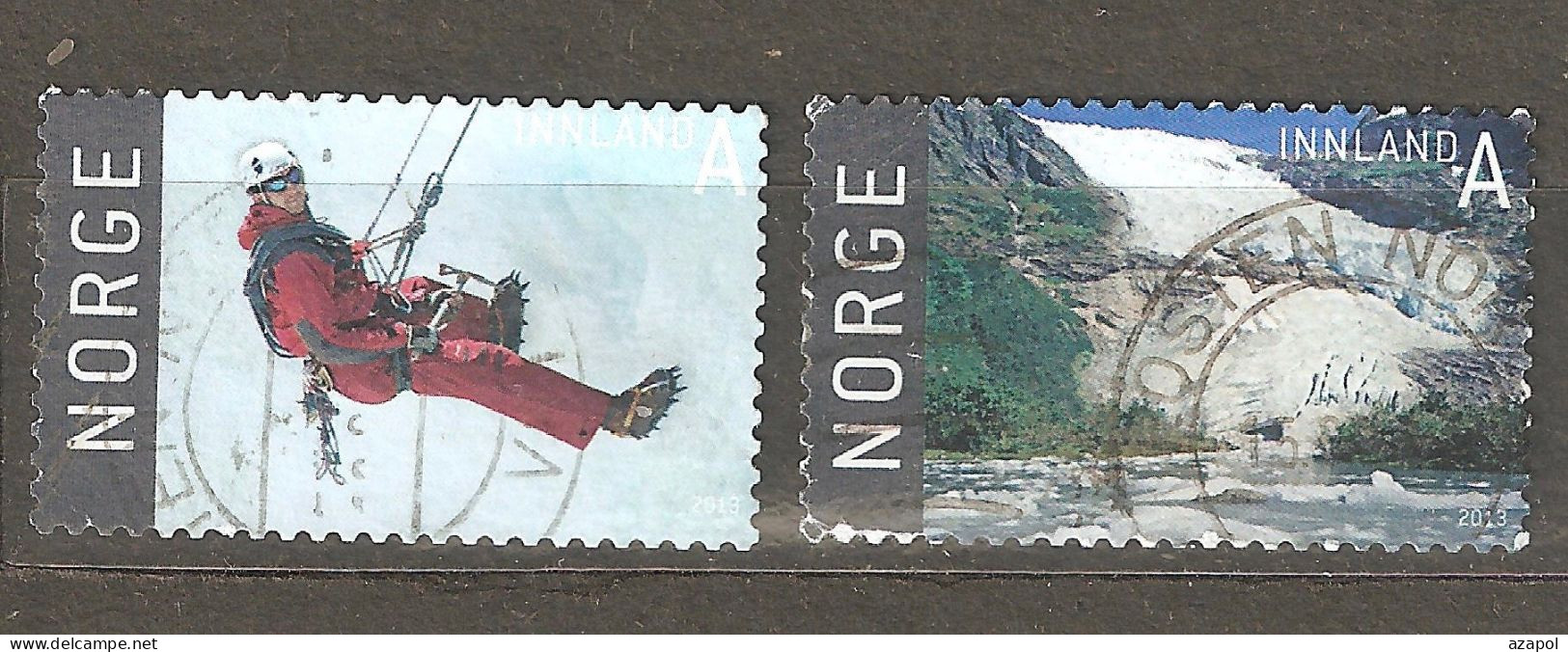 Norway: 2 Used Stamps From A Set, Tourism-a Climber On A Gletcher, Waterfall, 2013, Mi#1809-10 - Usados