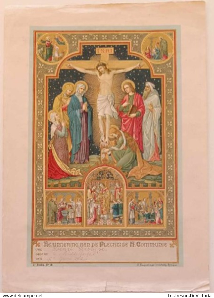 Lithographie Religieuse - Herinnering Aan De Plechzige H. Communie - Van Henri Verslype - 1924 - Art Religieux