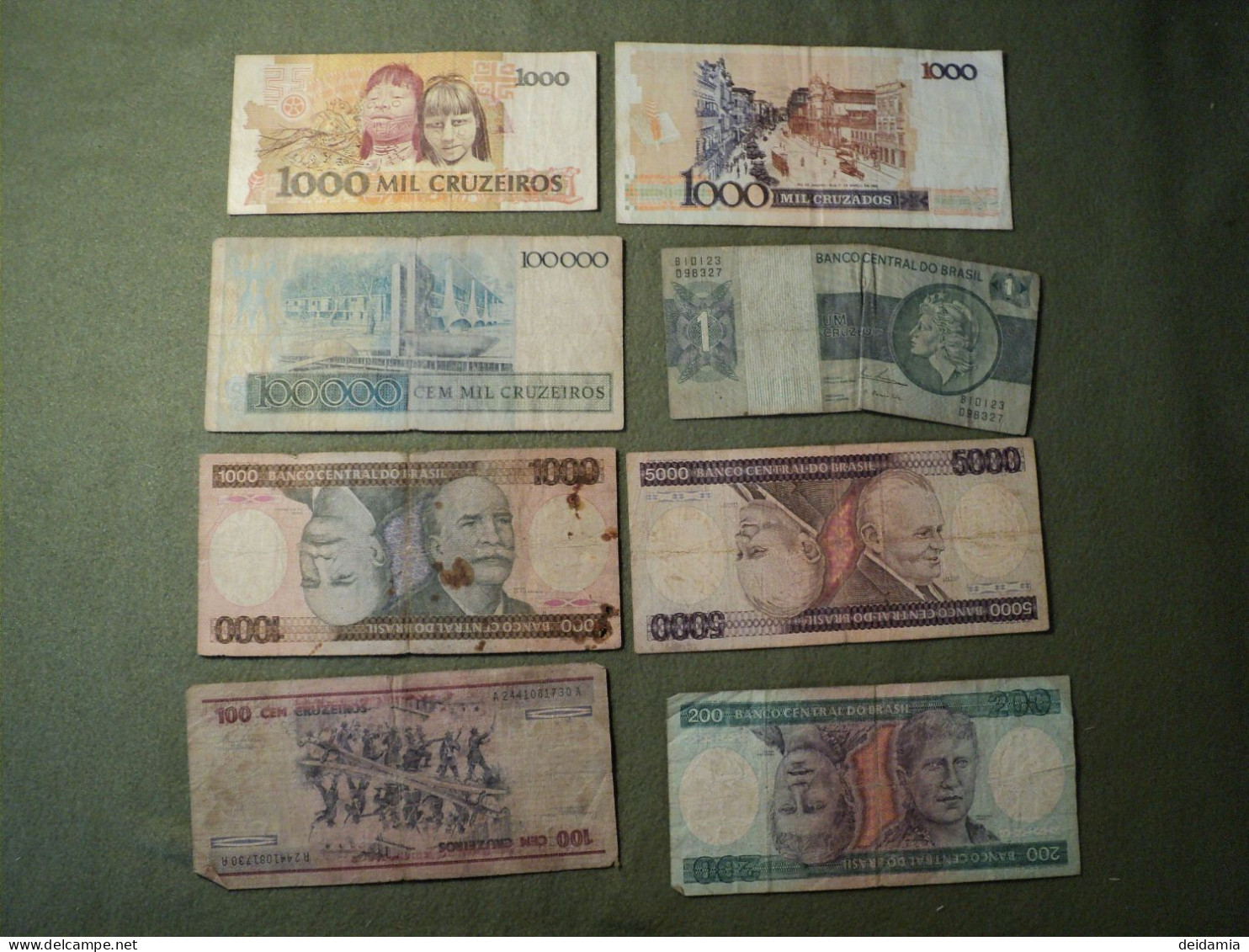 BRESIL. LOT DE 8 BILLETS DE BANQUE DIFFERENTS. 1975 / 1990 - Brasil