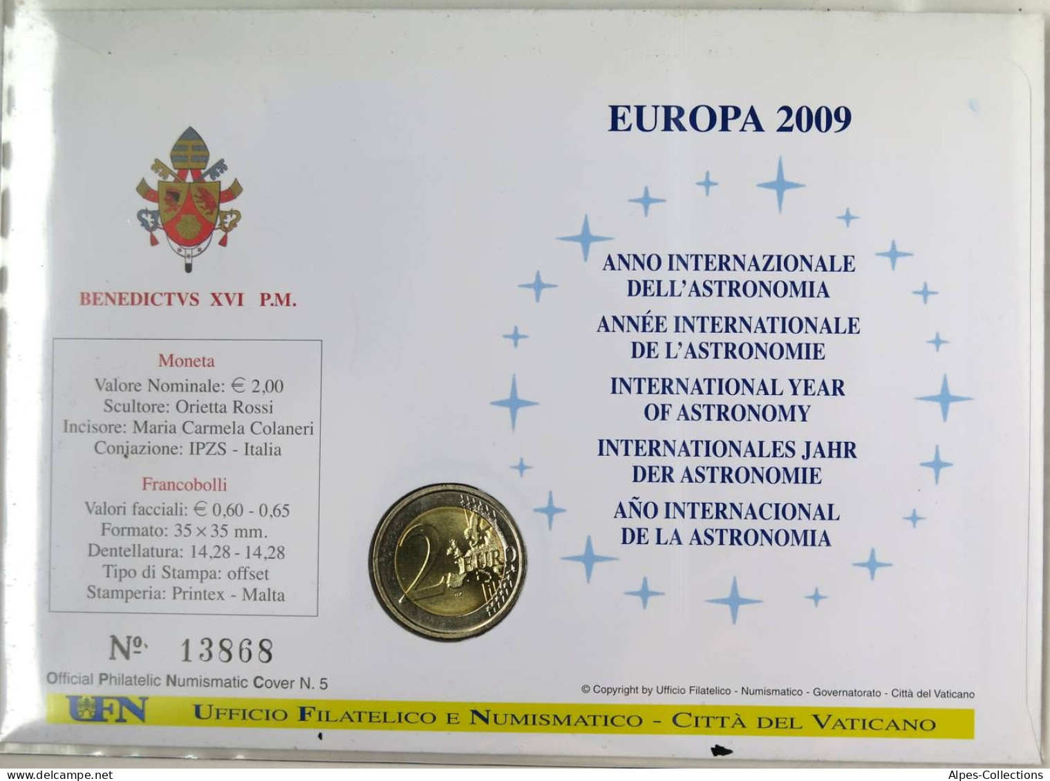 VA20009.2 - NUMISCOVER VATICAN - 2009 - 2 € Comm Année Internationale Astronomie - Vatican