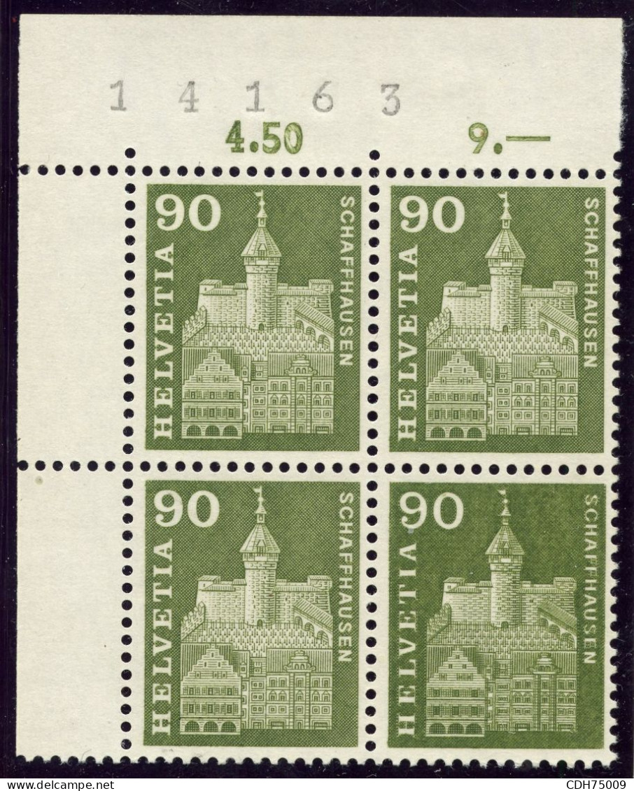 SUISSE - SBK 368 Ab1  90C VERT DOPPELPRAGUNG (12EME TIMBRE) DANS UN BLOC DE 4 ** - Unused Stamps