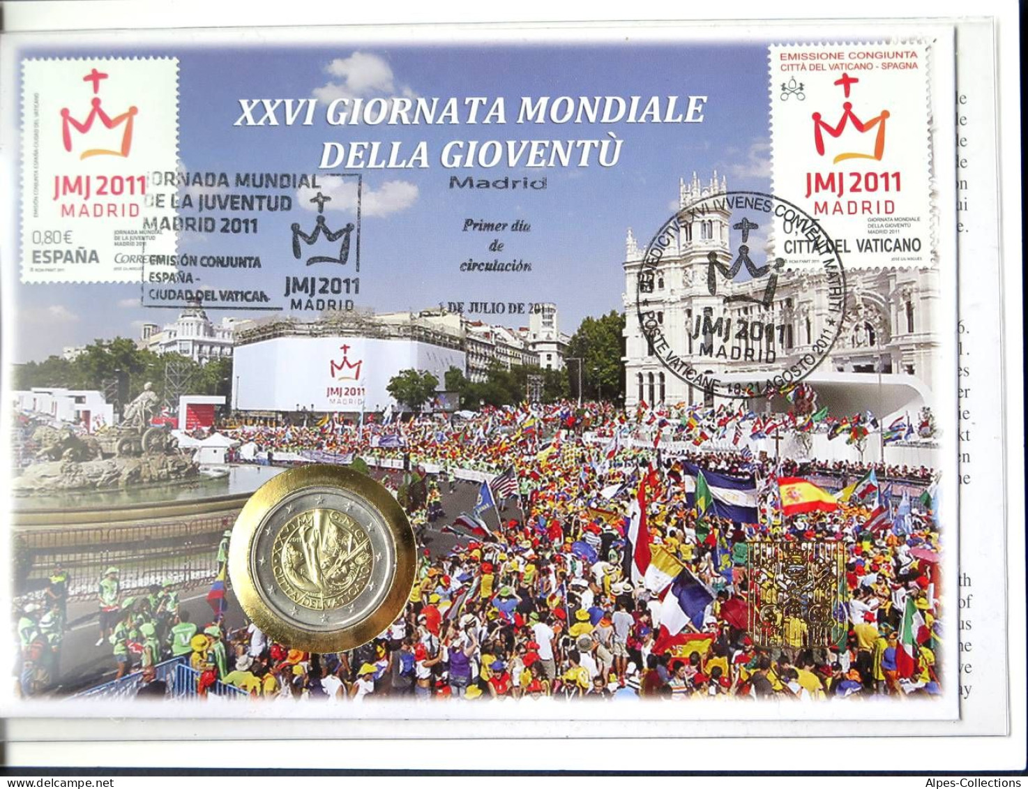 VA20011.2 - NUMISCOVER VATICAN - 2011 - 2€ Comm 26è Journées Mondiales Jeunesse - Vatican