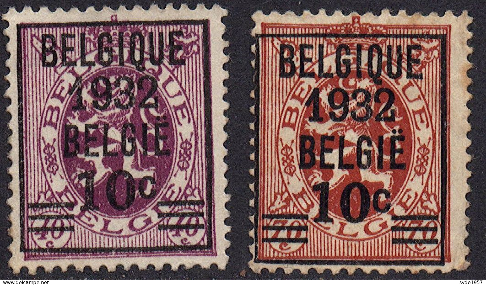 Belgique 1932 Lion Héraldique  - COB 333 Et 334 -Neufs Gomme Pas OK, Bonne Cote - 1929-1937 Heraldischer Löwe