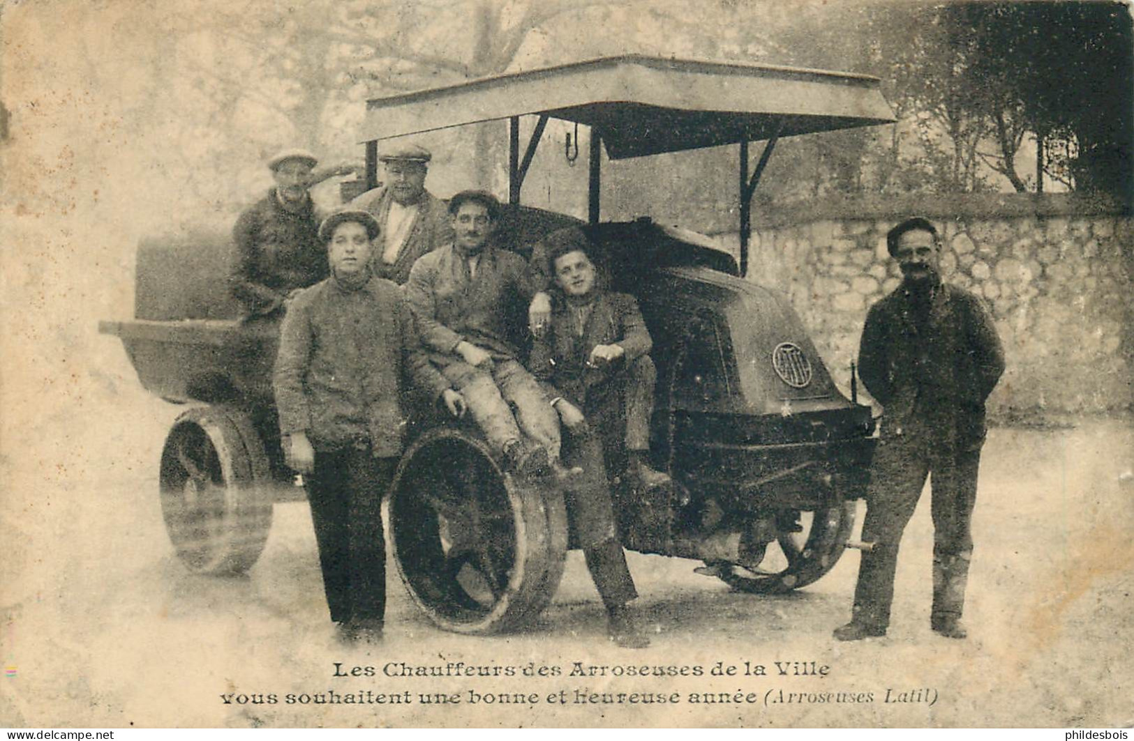 TRANSPORT  " Les Chauffeurs Des Arroseuses De La Ville Vous Souhaitent Une Bonne Année " ( Camion ) état - Camión & Camioneta