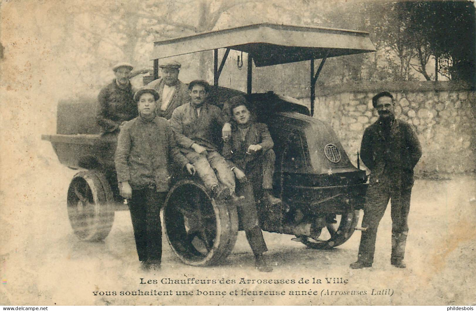 TRANSPORT  " Les Chauffeurs Des Arroseuses De La Ville Vous Souhaitent Une Bonne Année " ( Camion ) état - Trucks, Vans &  Lorries