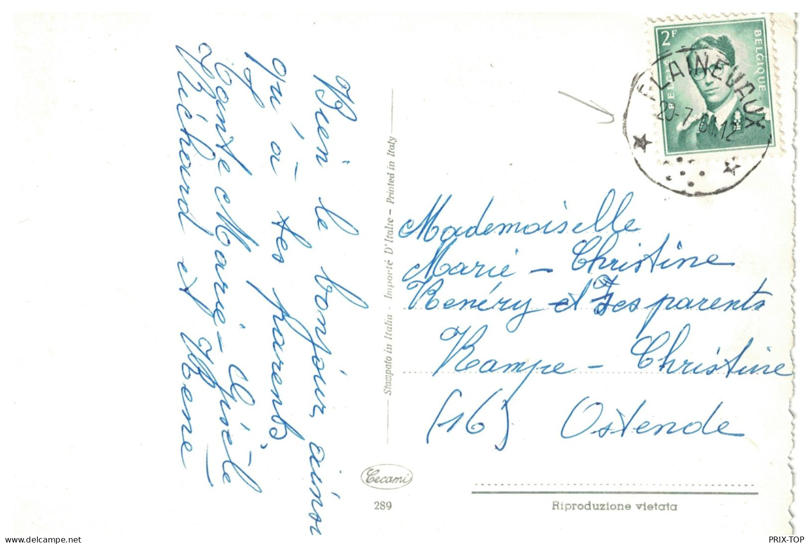 TP 1066 Baudouin Lunettes S/CP Fantaisie Obl. Relais - Etoiles Plainevaux 1961 > Ostende - Sternenstempel