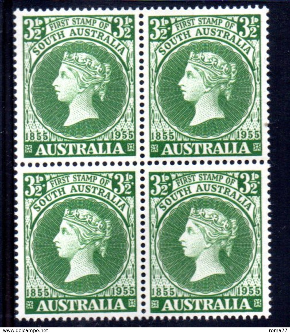 QUS152 - AUSTRALIA 1955 ,  Yvert, N.  224  In Splendida  Quartina ***  (2380A) . - Ungebraucht