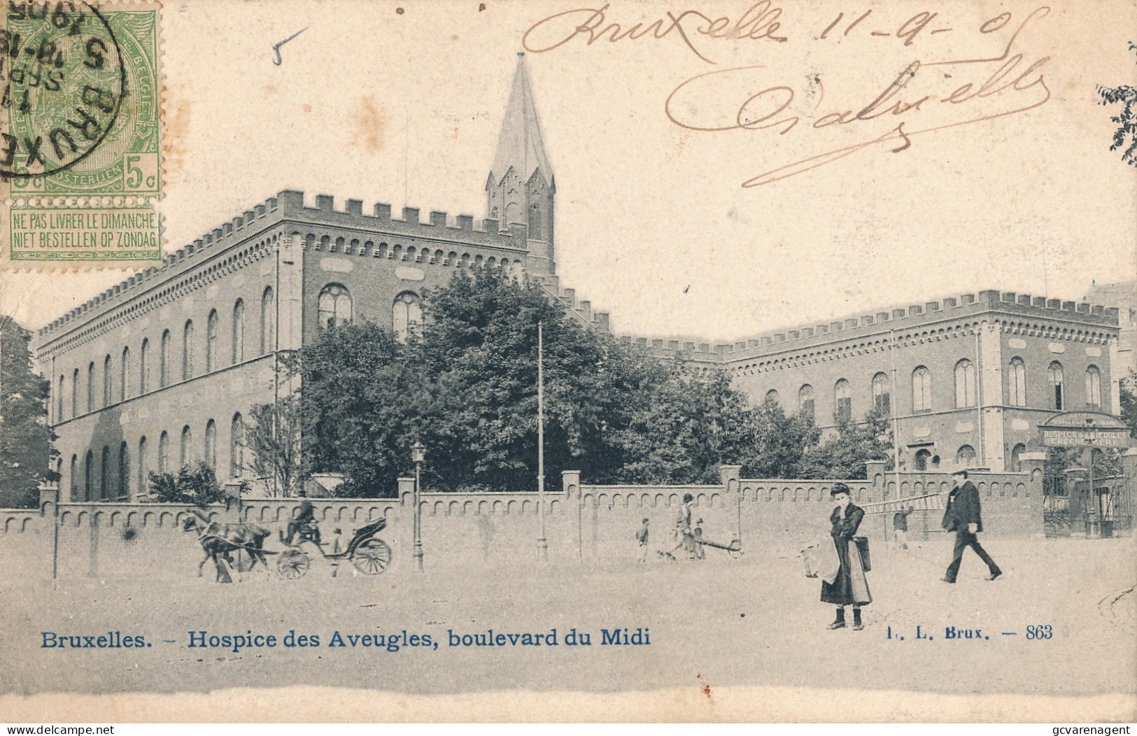 BRUXELLES     HOSPICE DES AVEUGLES , BOULEVARD DU MIDI   ( CHACET  RETOUR A L'ENVOYEUR )  2 SCANS - Santé, Hôpitaux