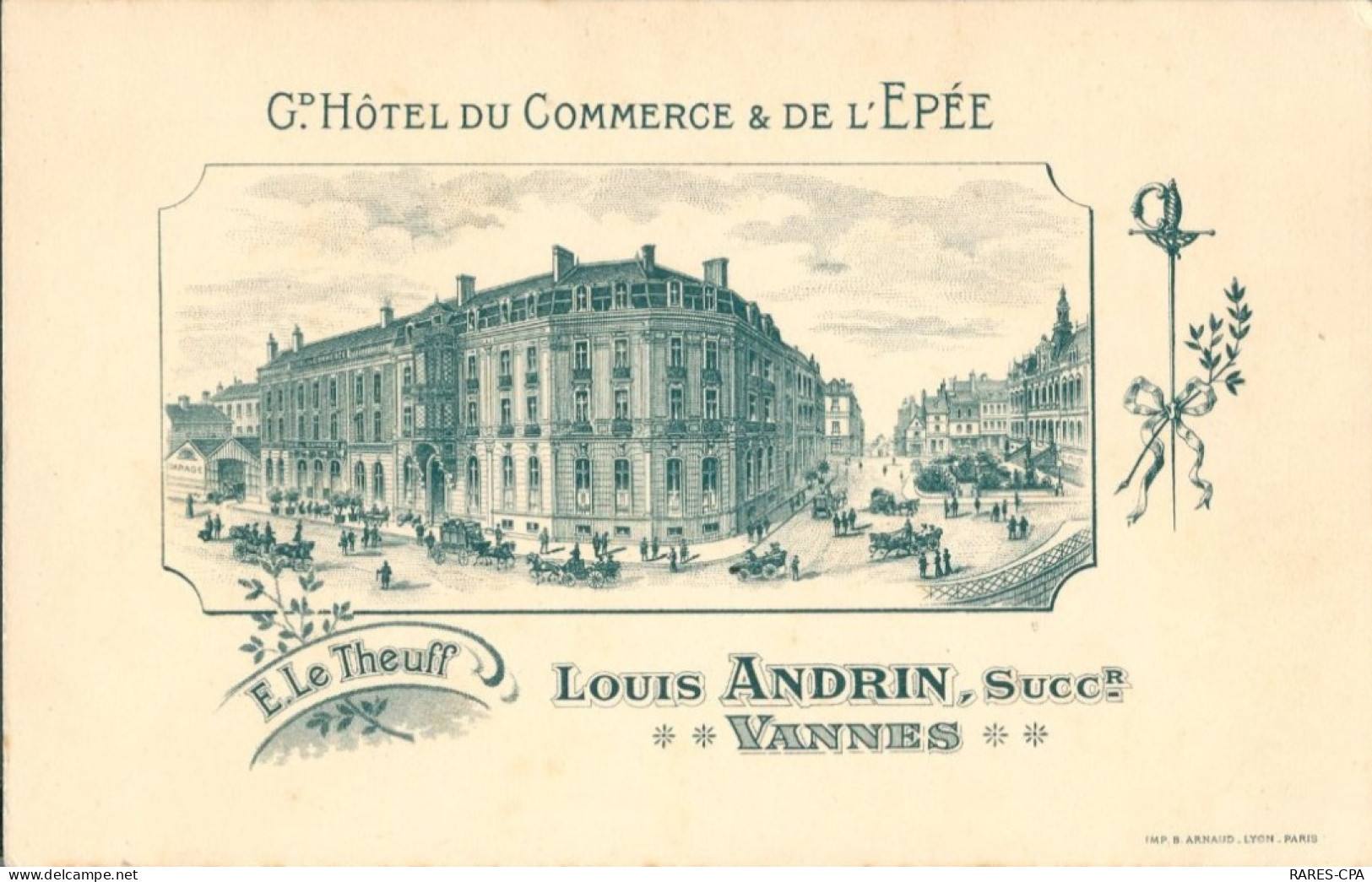 56 VANNES - Grand Hotel Du Commerce & De L' Epée - Louis Andrin , Succ / TTB - Vannes