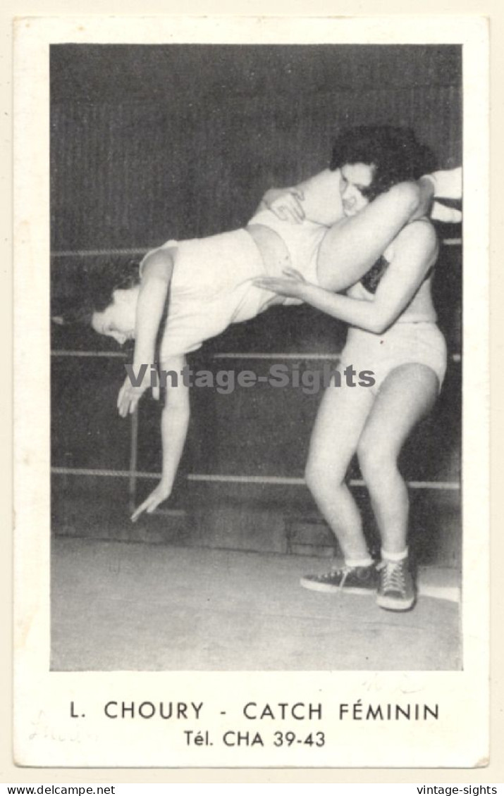 Catch Féminin / L.Choury: Female Wrestling - Lucha Libre (Vintage PC France ~1950s) - Wrestling