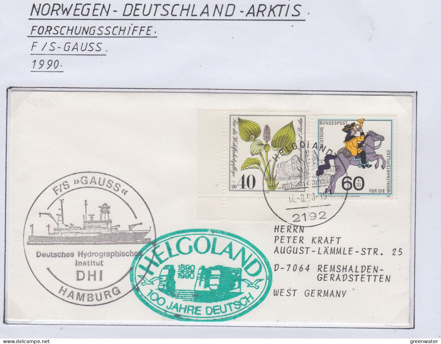 Germany  FS Gauss 1990 Cover (GF182) - Navires & Brise-glace