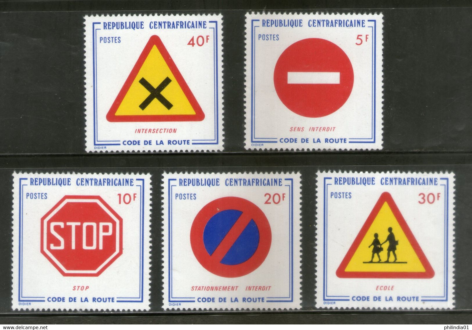 Central African Republic 1975 Traffic Signs Road Safety Sc 231-35 MNH # 109 - Otros (Tierra)