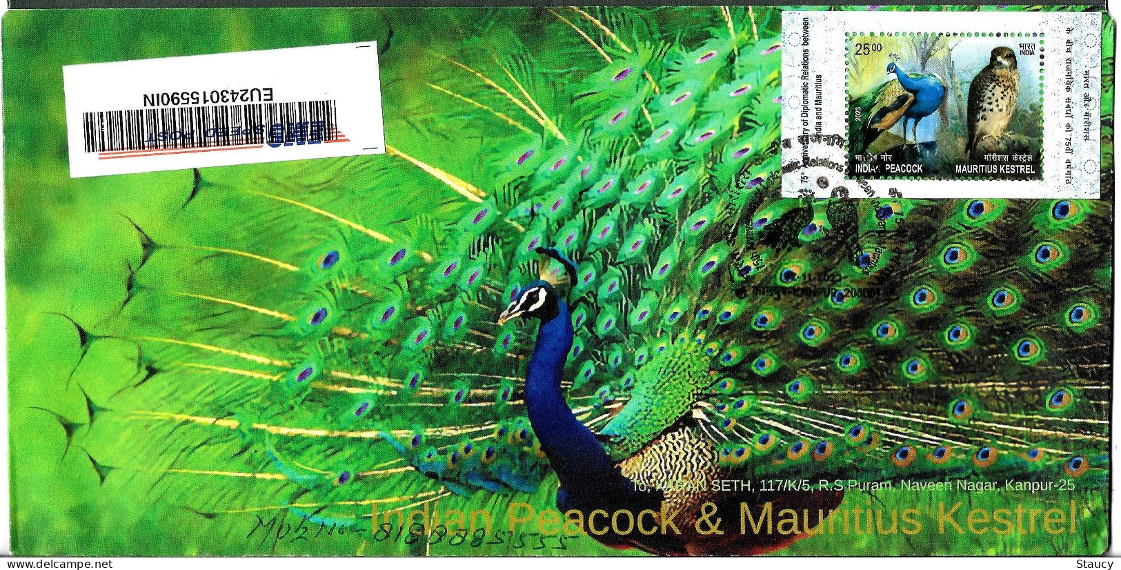 India 2023 India – Mauritius Joint Issue Souvenir Special FIRST DAY COVER FDC Registered Speed Post Postal Used Per Scan - FDC