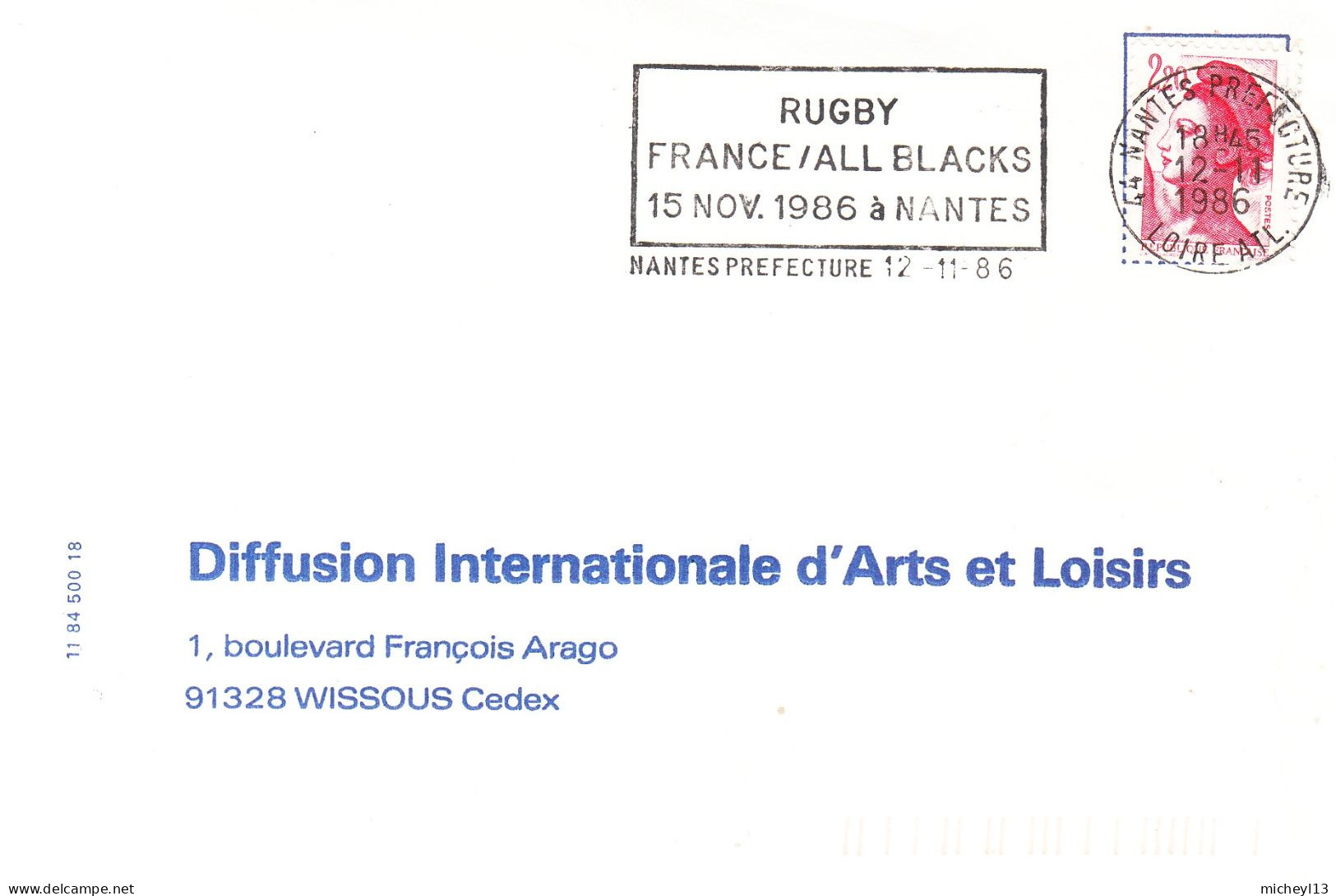 Thème Rugby-Nantes Préfecture-12/11/1986-Rugby France-All Blacks-15 Novembre 1986 à Nantes - Rugby