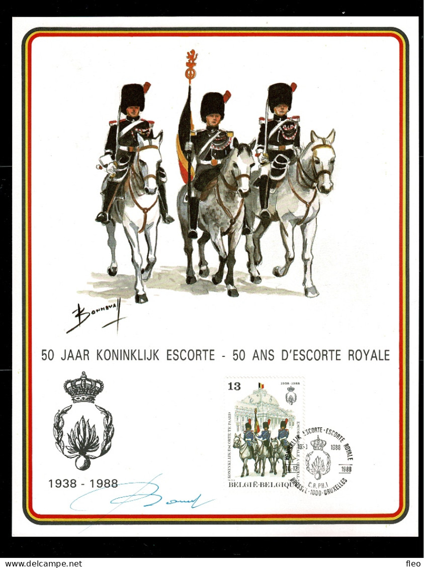 1988 2308 MIL.CARD : 50 JAAR KONINKLIJK ESCORTE/50 ANS D'ESCORTE ROYALE - Gedenkdokumente