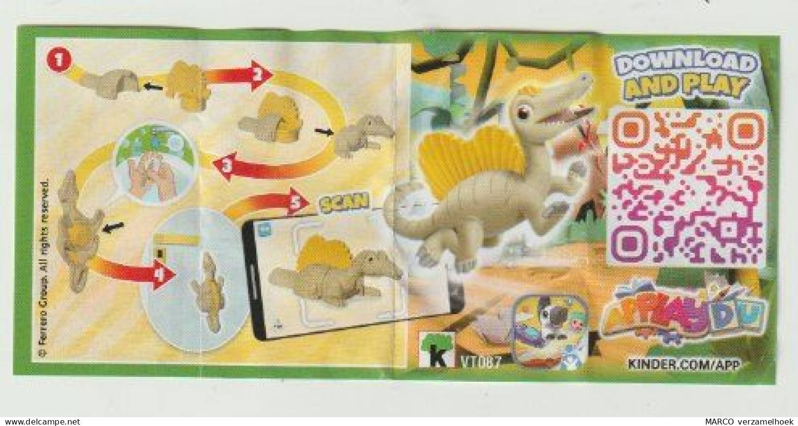 Handleiding FERRERO Kinder K-VT087 Dinosaurus 2024 ApplayDU - Instrucciones