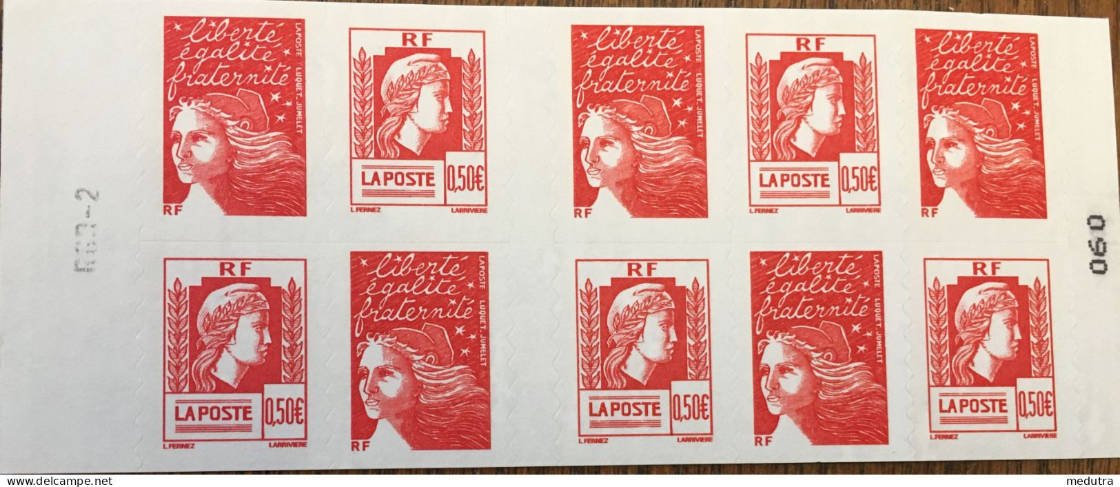 Marianne Du 14 Juillet (Luquet) 2004 : Carnet 1512** (5 M. De Luquet 3419 + 5 M. D'Alger 3716) VF9€ - 1997-2004 Maríanne Du 14 Juillet