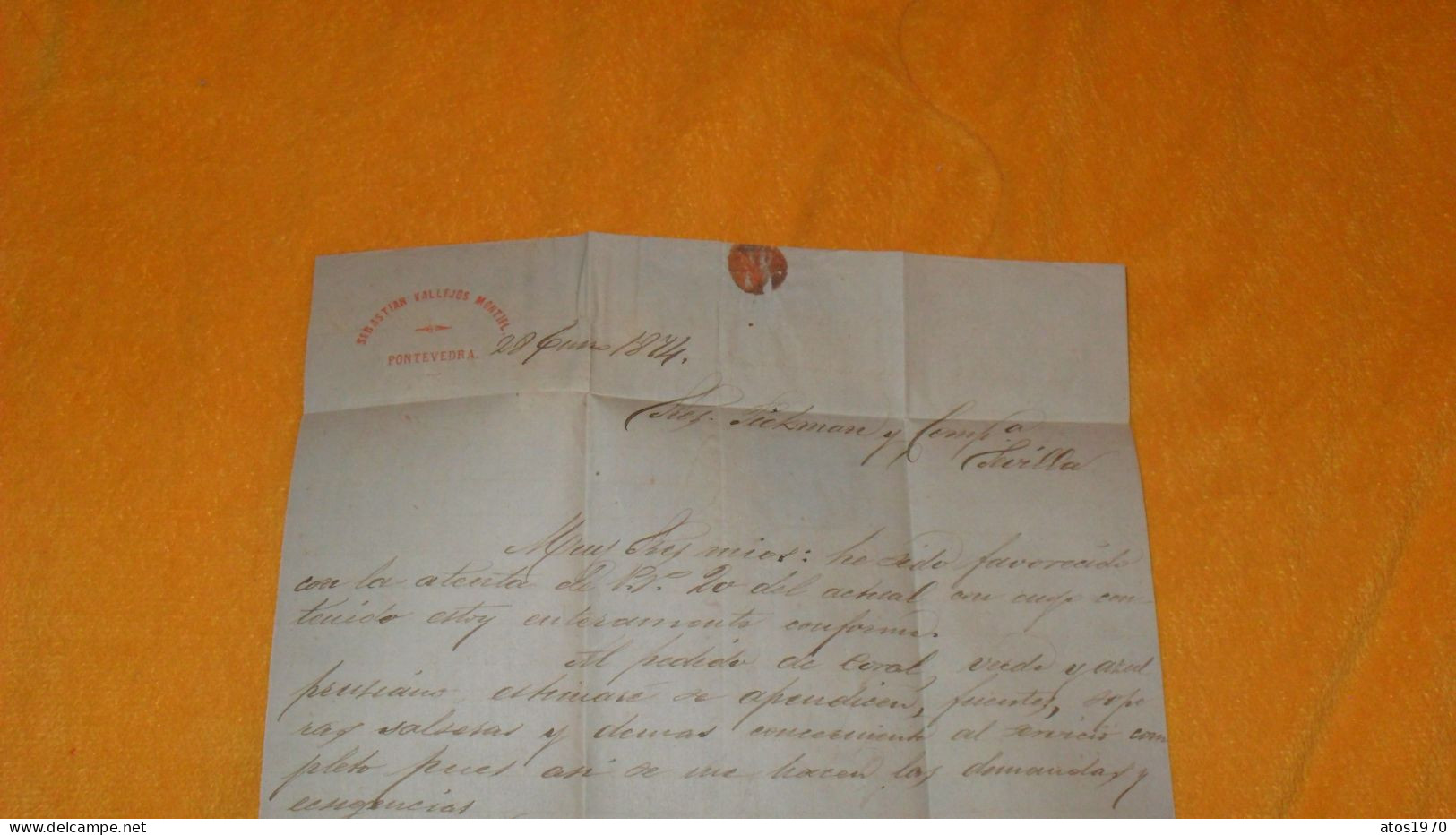 LETTRE ANCIENNE DE 1874../ SEBASTIAN VALLEJOS MONTIEL. PONTEVEDRA ..CACHETS POUR SEVILLA + TIMBRES X2 - Covers & Documents