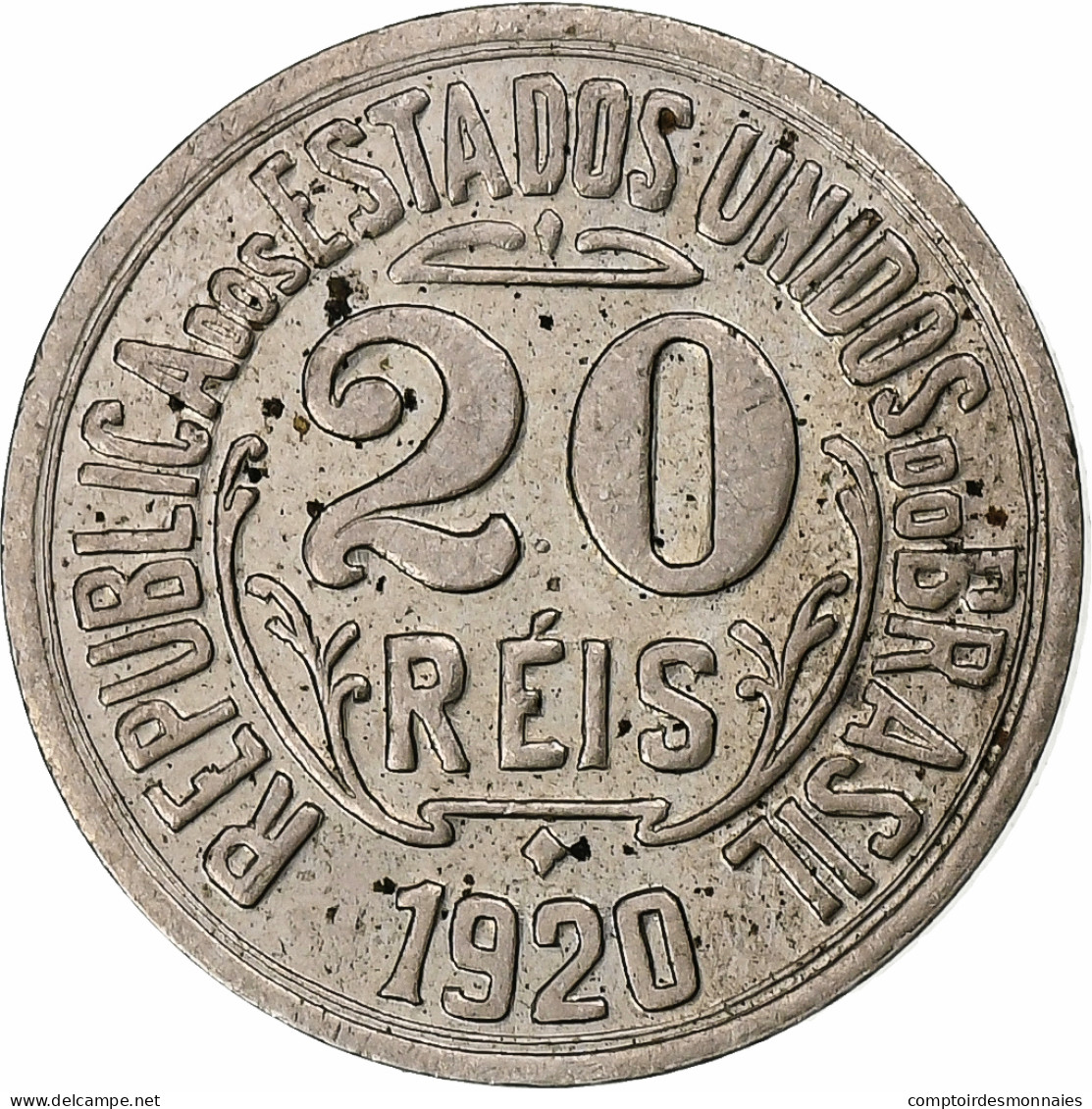 Brésil, 20 Reis, 1920, Cupro-nickel, TTB+ - Brazil