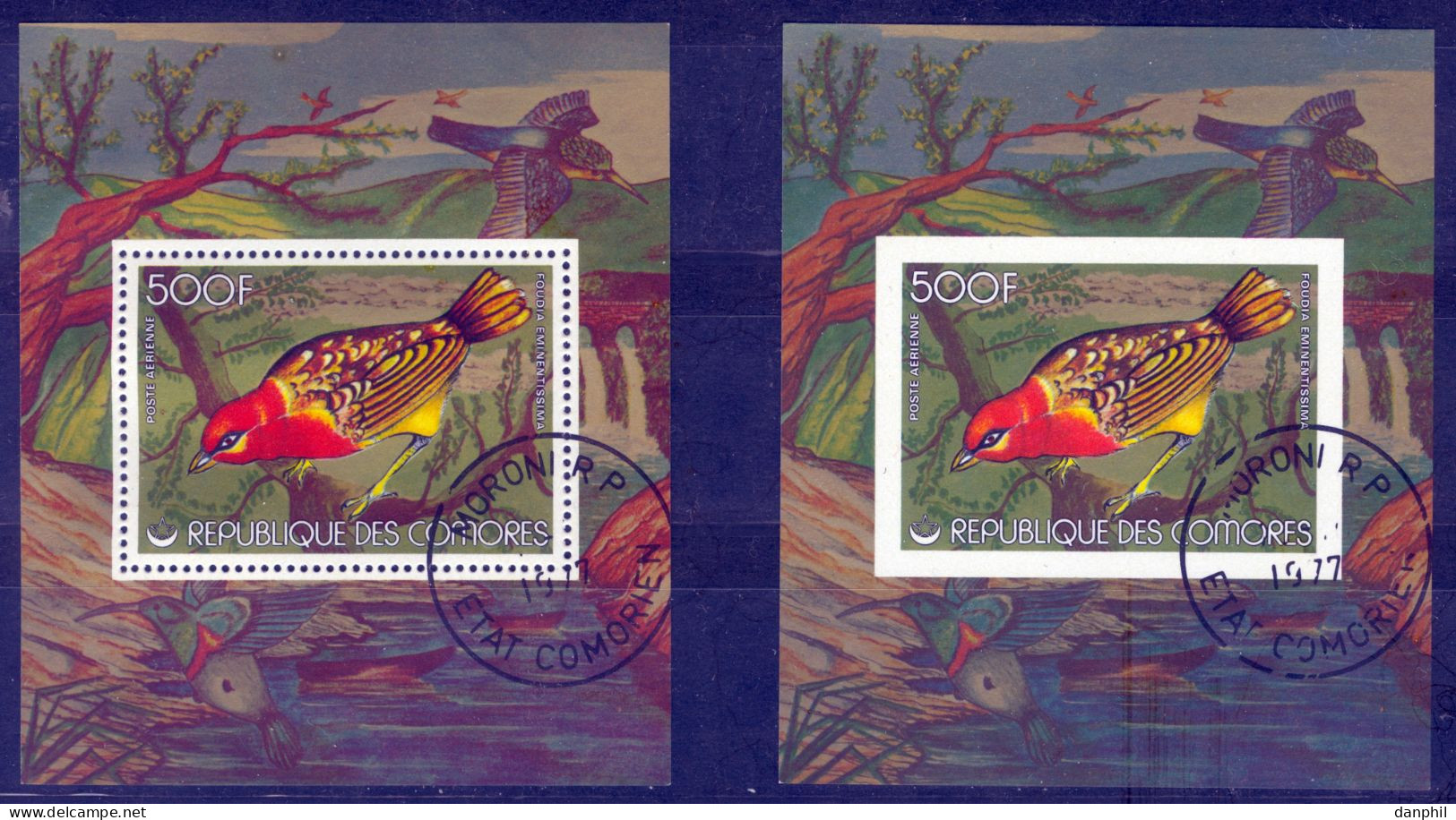 Comoros 1978, Mi.Nr.Bl. 115A + 115B Blocks "BIRD", Gestempelt/CTO - Cernícalo