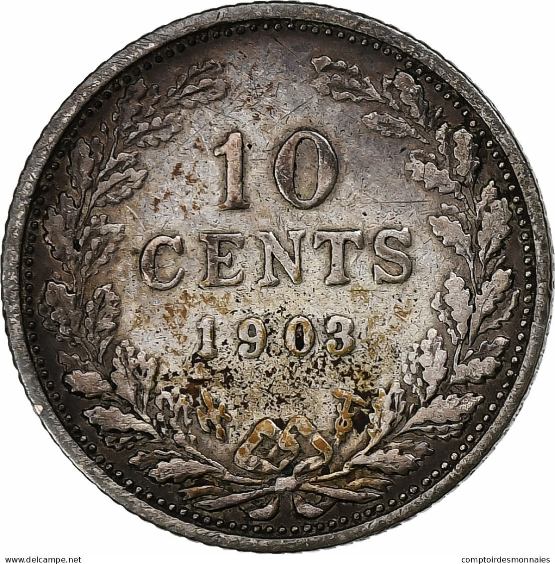 Pays-Bas, Wilhelmina I, 10 Cents, 1903, Argent, TB, KM:135 - 10 Centavos