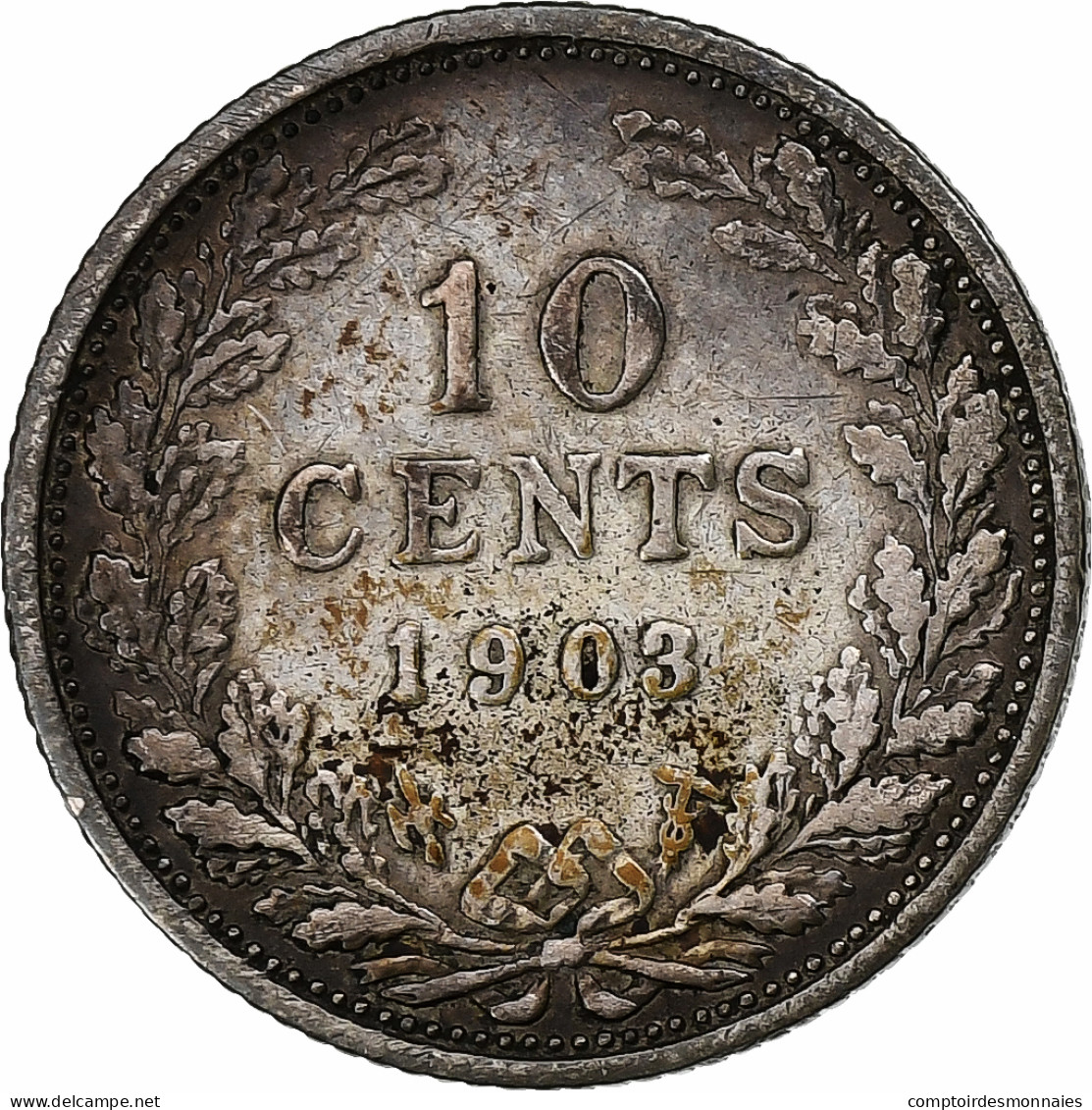 Pays-Bas, Wilhelmina I, 10 Cents, 1903, Argent, TB, KM:135 - 10 Cent