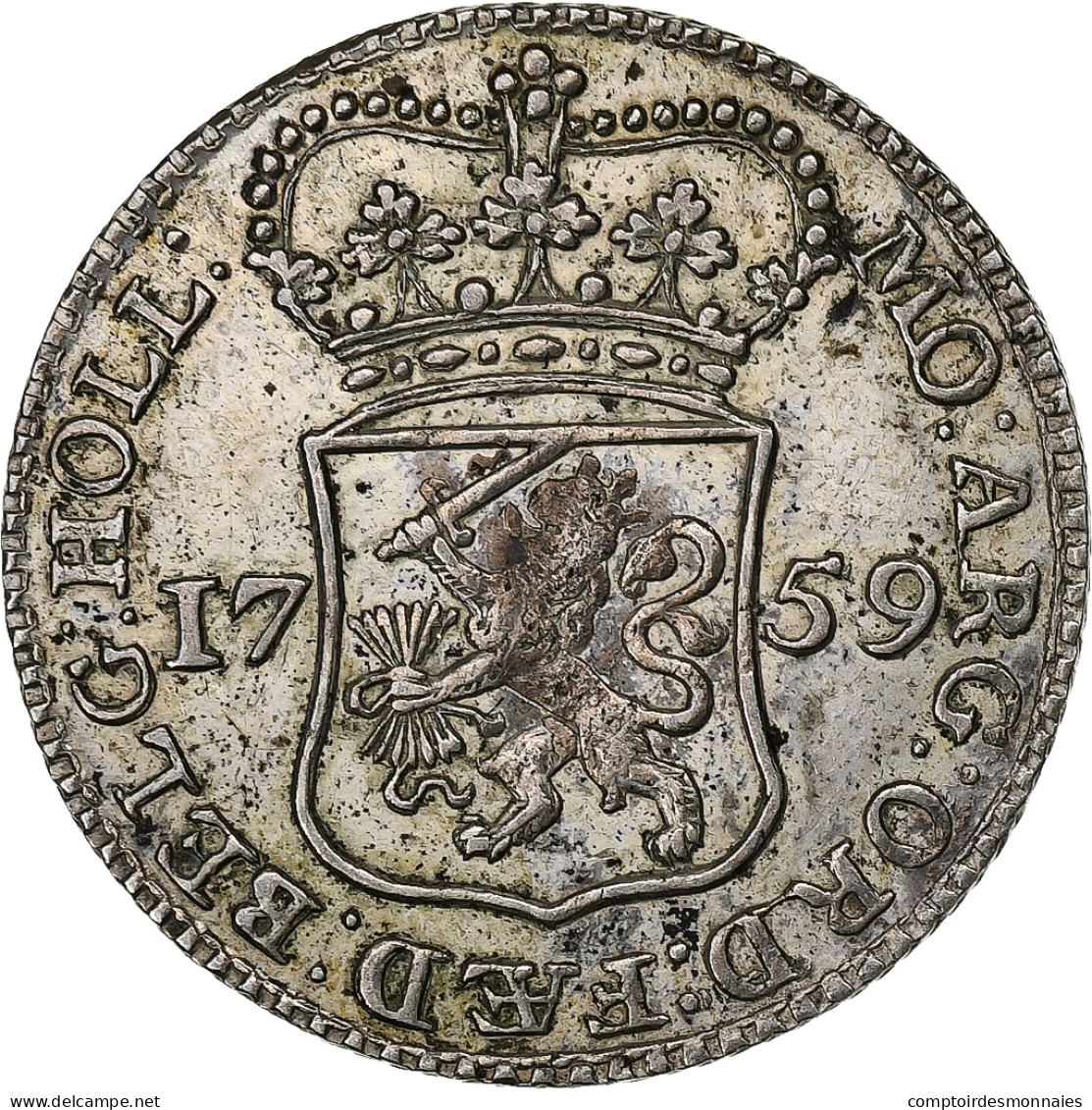 Pays-Bas, WEST FRIESLAND, 1/4 Gulden, 5 Stuiver, 1759, Argent, TTB+, KM:135 - …-1795 : Periodo Antico