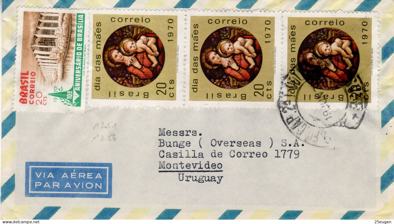 BRAZIL 1970 AIRMAIL LETTER SENT TO MONTEVIDEO - Covers & Documents