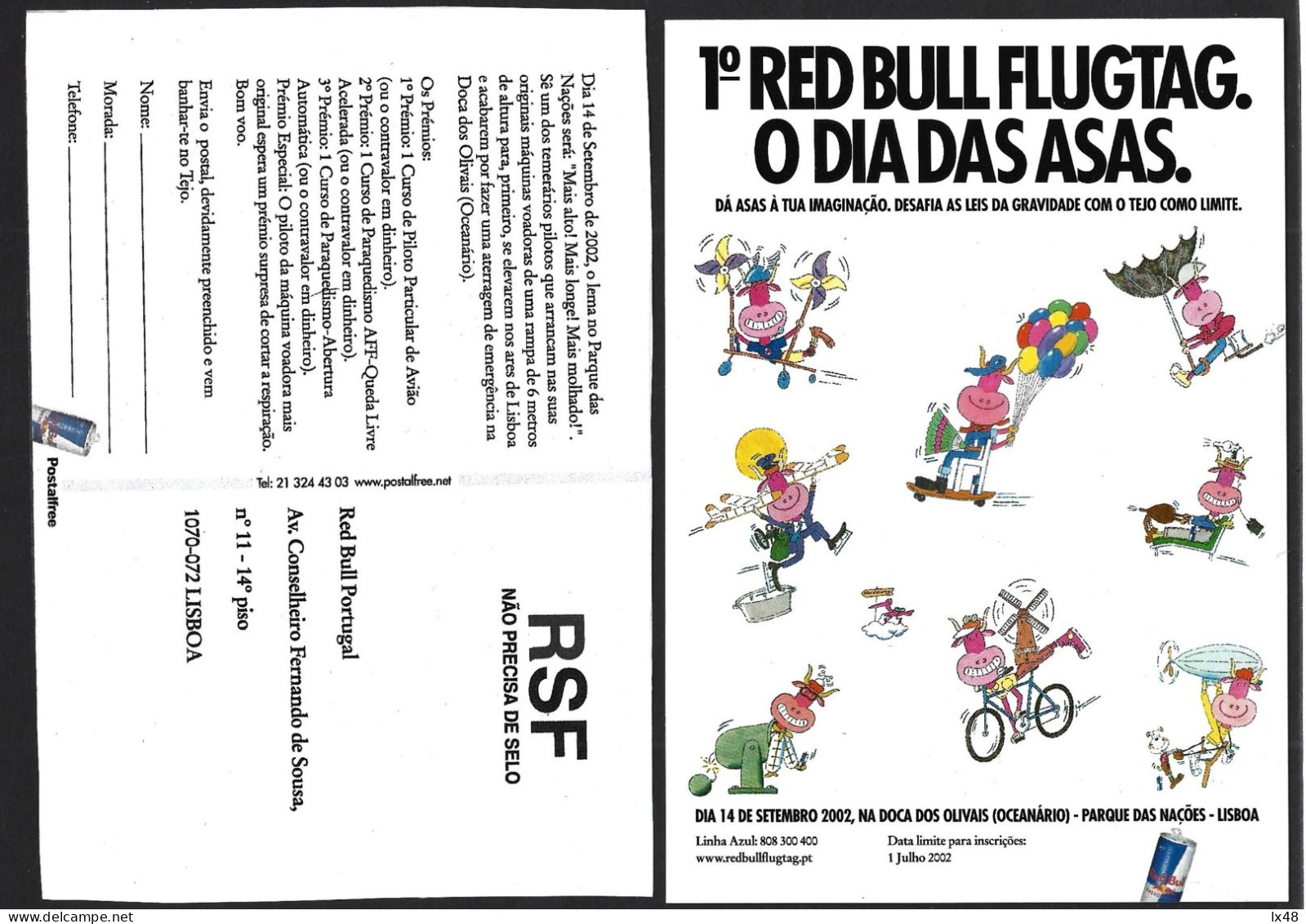 Red Bull. Drink. Beverage. Entire Postcard From The 1st Red Bull Flugtag At The Oceanário In Lisbon 2002.Rode Sti - Altri & Non Classificati