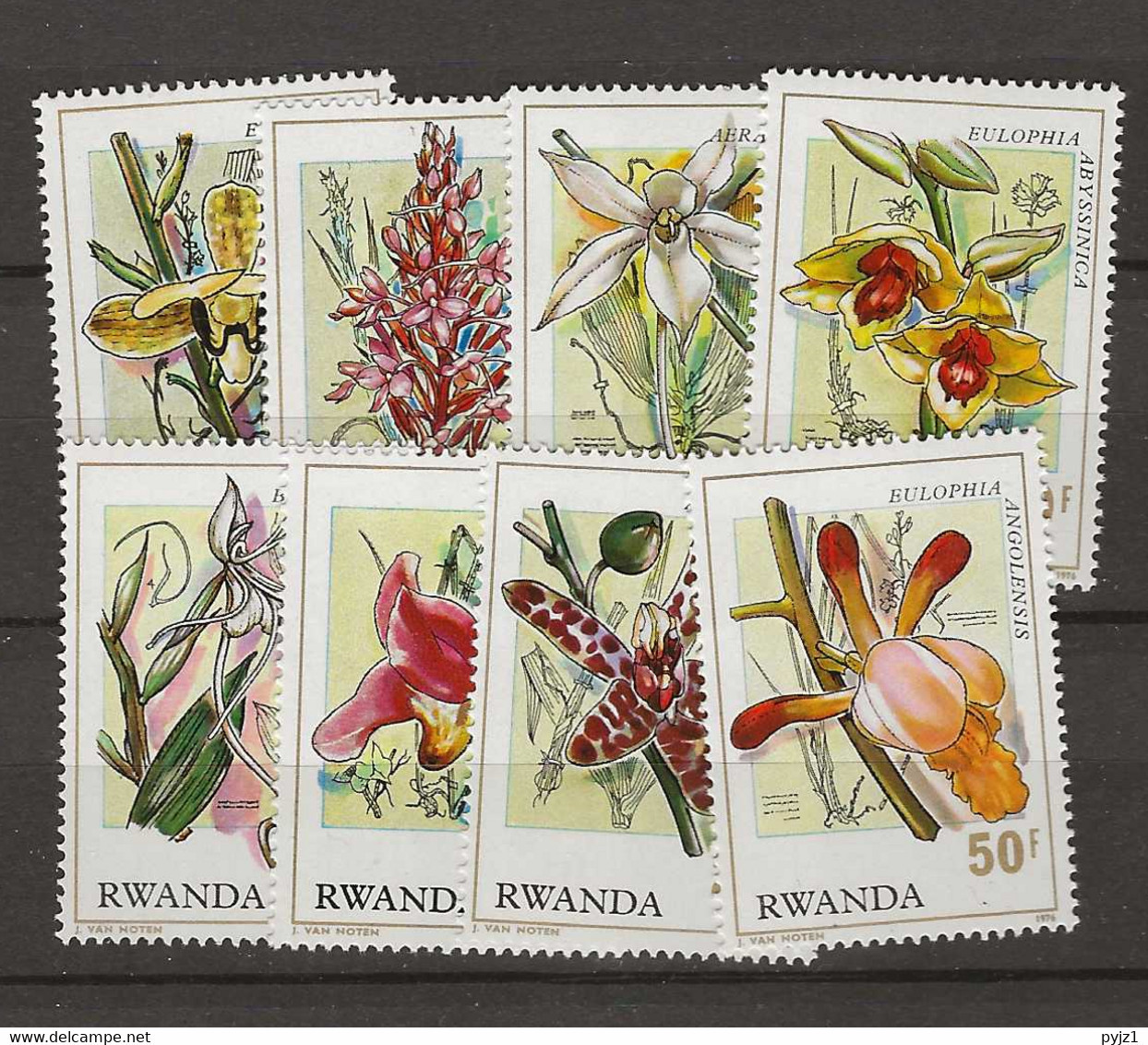 1976 MNH Rwanda, Orchids - Unused Stamps