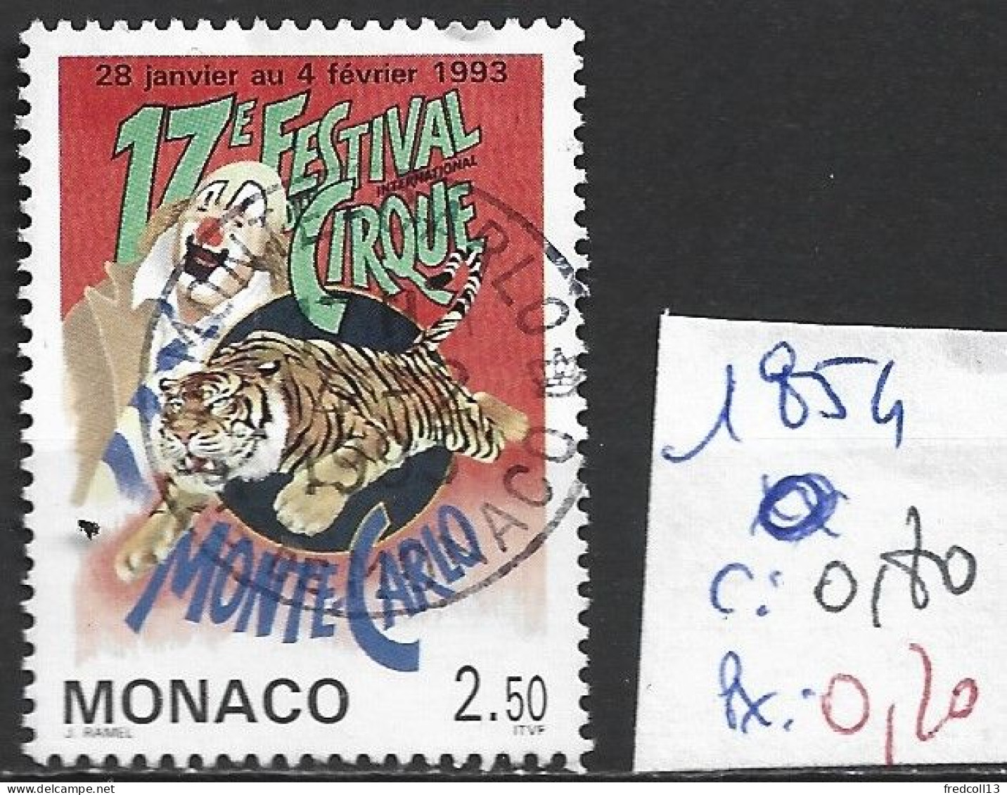 MONACO 1854 Oblitéré Côte 0.80 € - Gebraucht