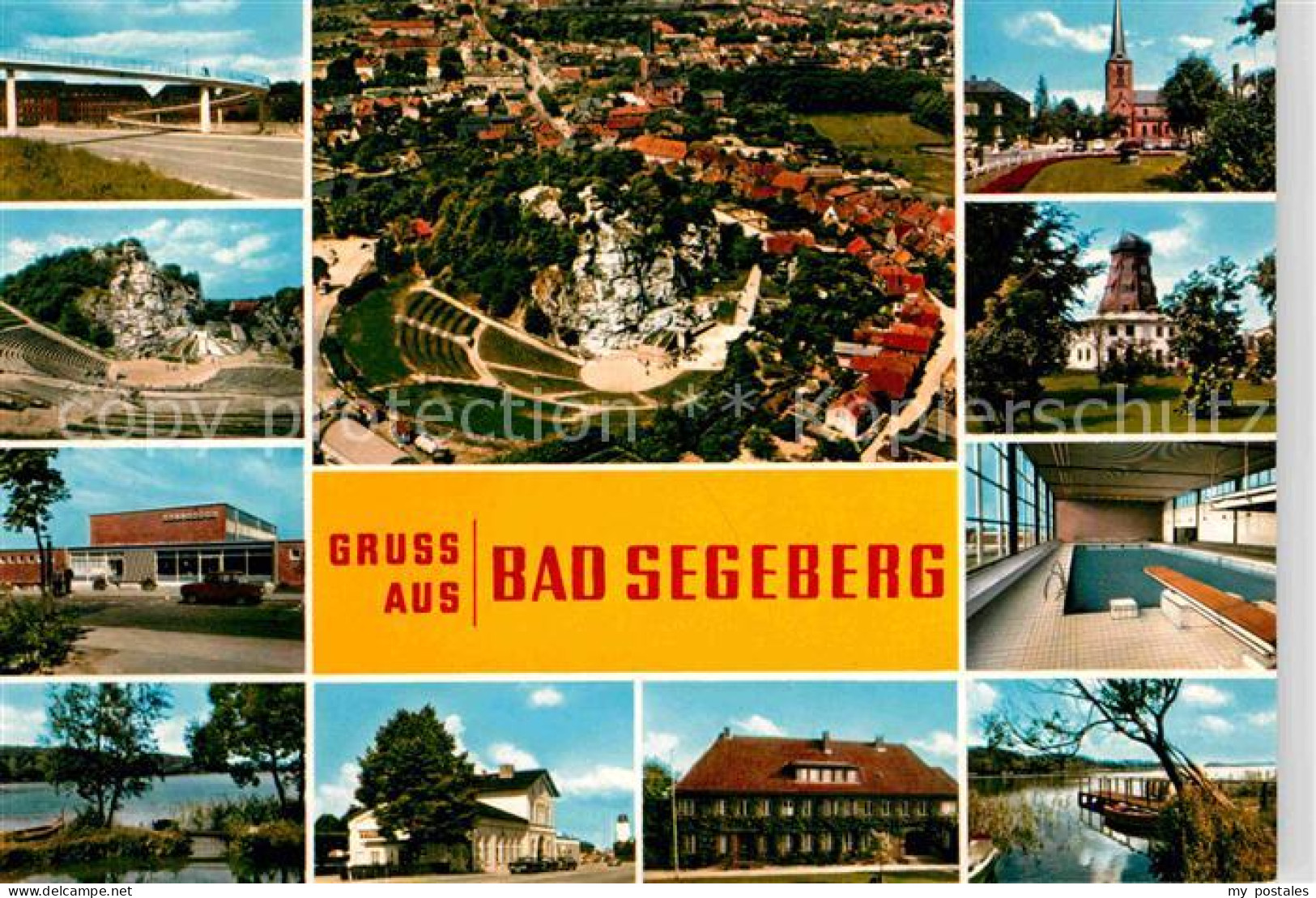 72730638 Bad Segeberg Fliegeraufnahme Bruecke Hallenbad Gasthaus Bad Segeberg - Bad Segeberg