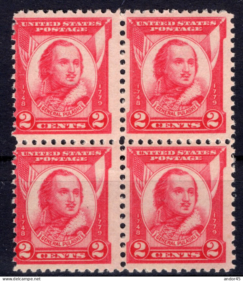 QUARTINA 1748-1779 UNITED STATES POSTAGE DEL 2CENTS. CON OTTIMA CENTRATURA NUOVO CON GOMMA INTEGRA - Unused Stamps