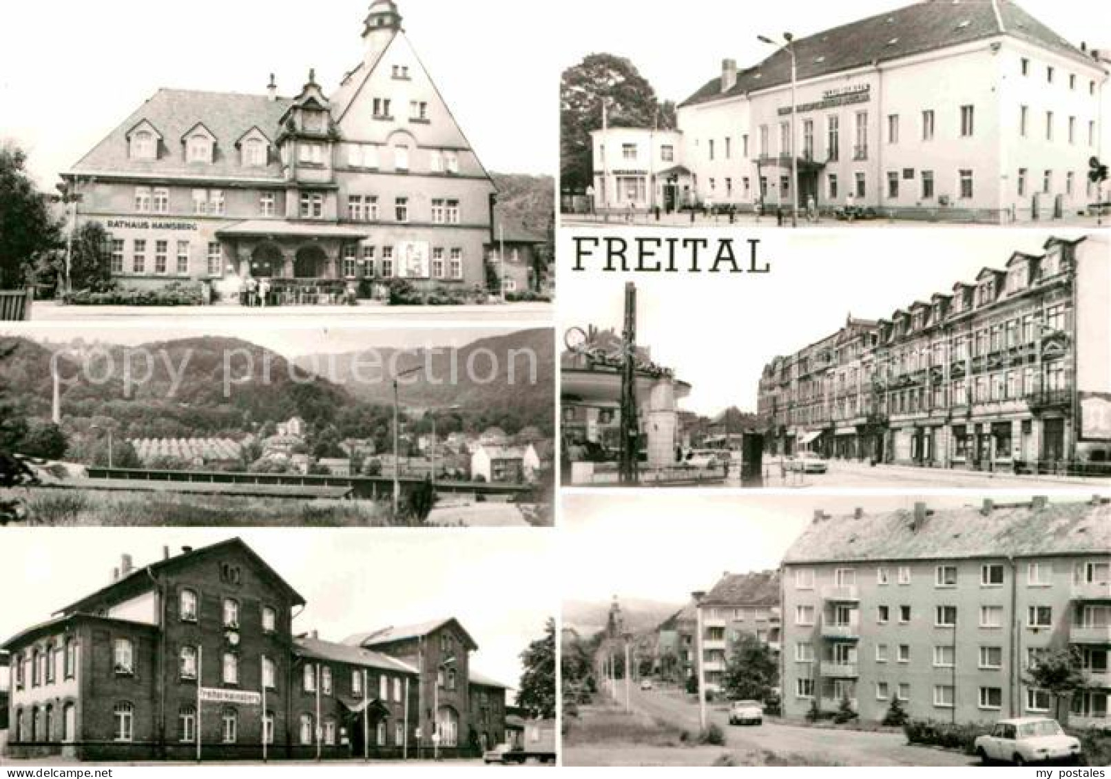 72730430 Freital Teilansichten Rathaus Bahnhof Klubhaus Wohnblocks Freital - Freital