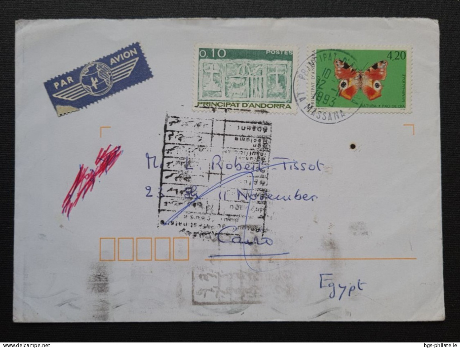 Andorre Français,  Timbres Numéros 317 Et 433 Sur Lettre Pour L'Égypte. - Cartas & Documentos