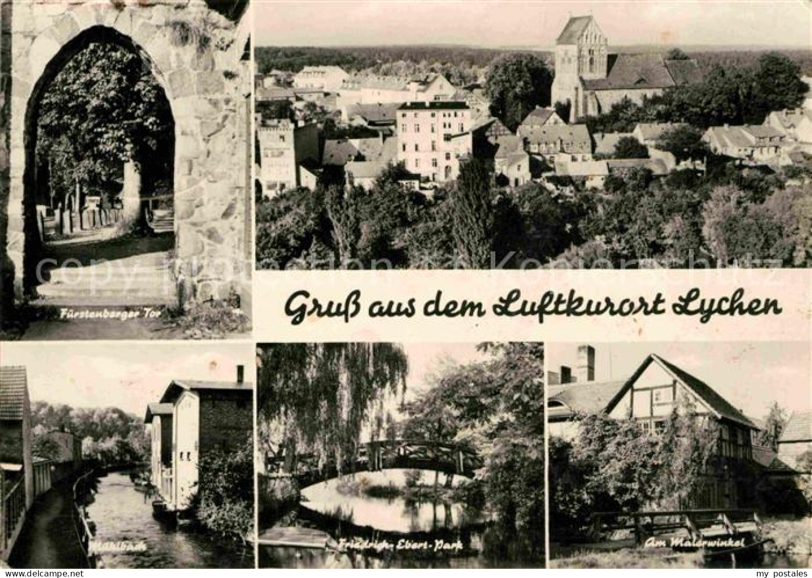 72729685 Lychen Ortsansicht Mit Kirche Fuerstenberger Tor Muehlbach Friedrich Eb - Lychen