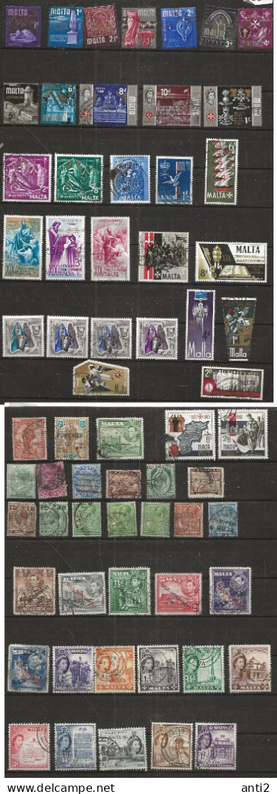 Malta  Lot With   Over Sixty Cancelled Stamps - Malte