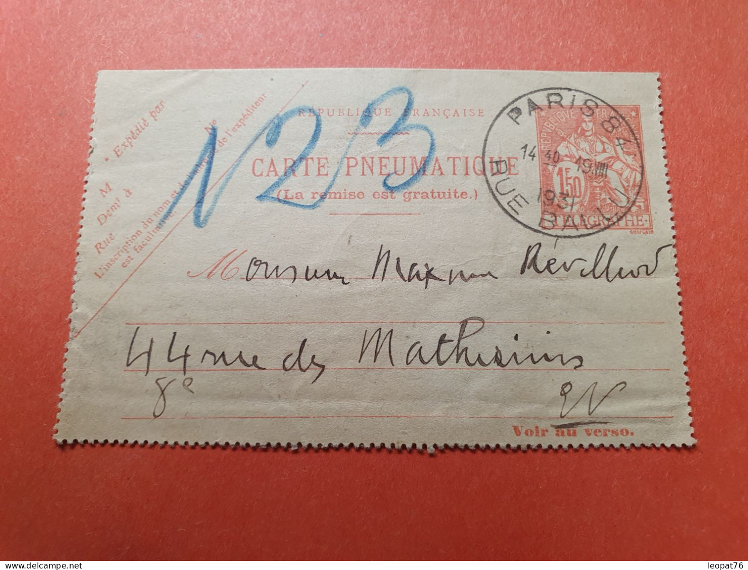 Pneumatique De Paris Pour Paris En 1931  - Réf 3180 - Pneumatische Post