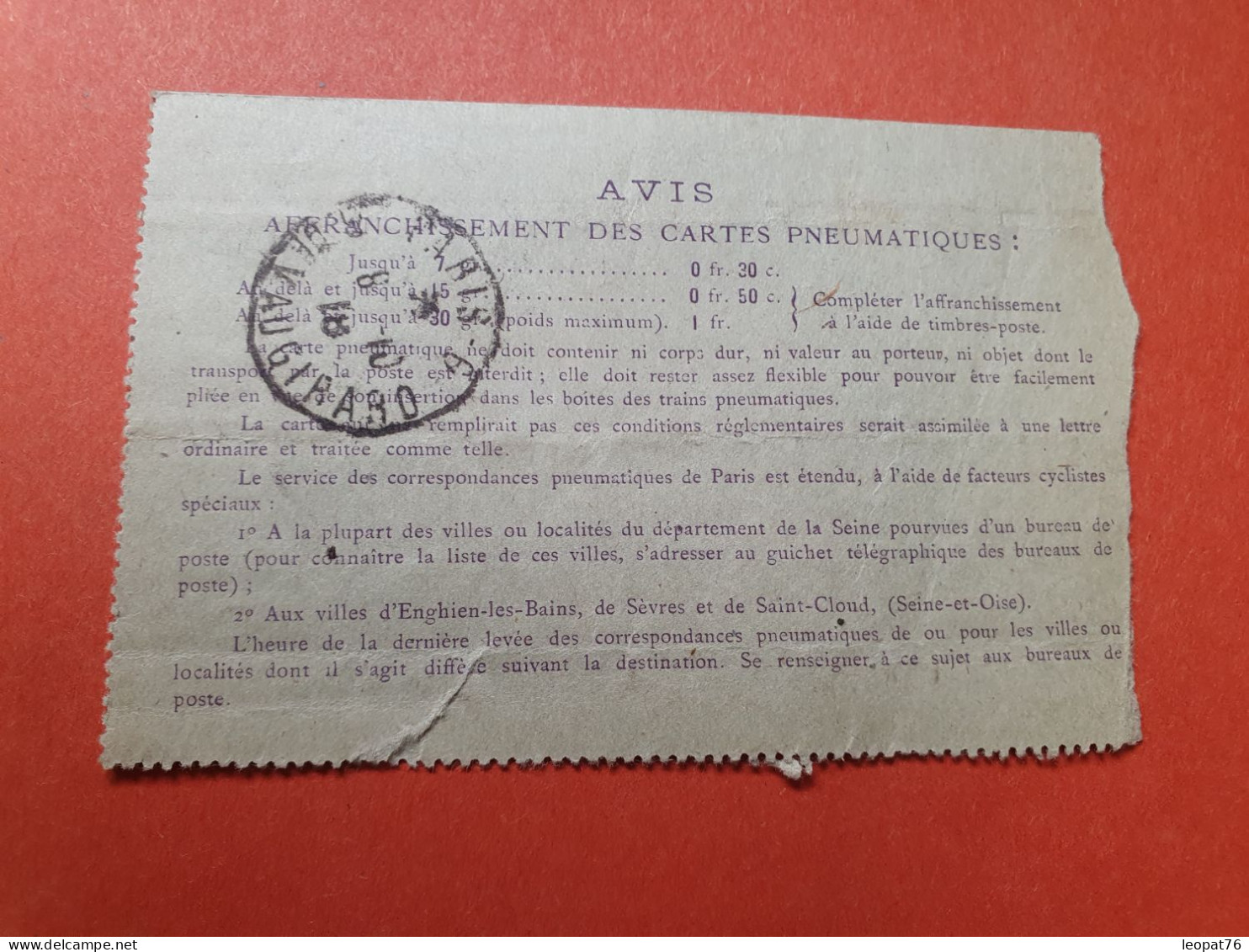 Carte Lettre Pneumatique De Paris Pour Paris En 1918 - Réf 3181 - Pneumatiques