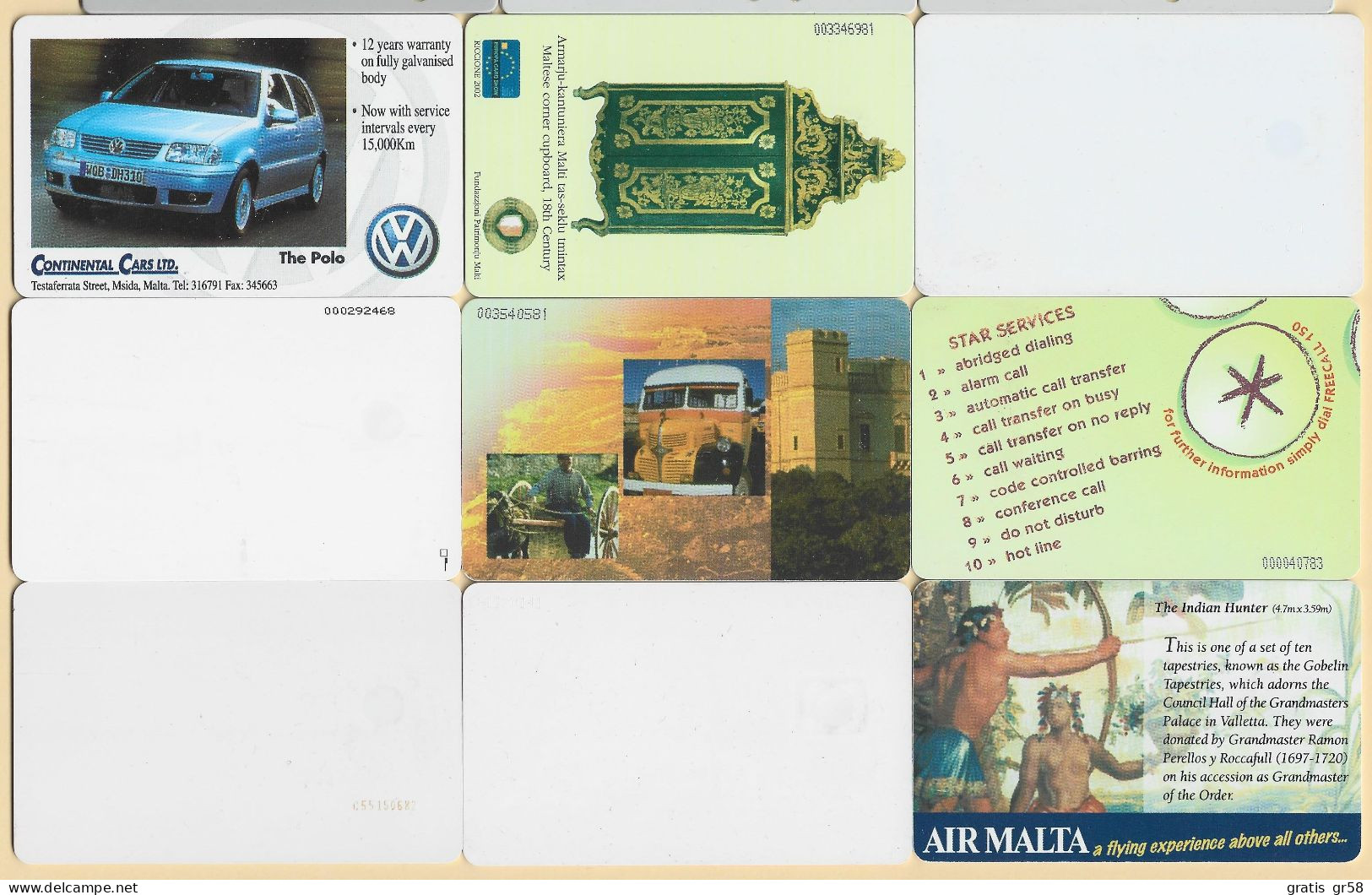 MALTA - Nine (9) Different Phonecards 1, Used As Scan - Malte