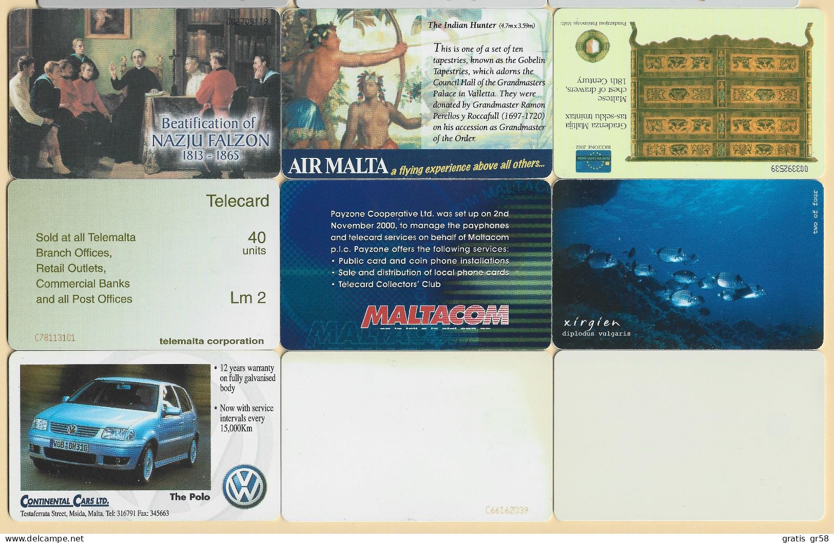 MALTA - Nine (9) Different Phonecards 2, Used As Scan - Malte
