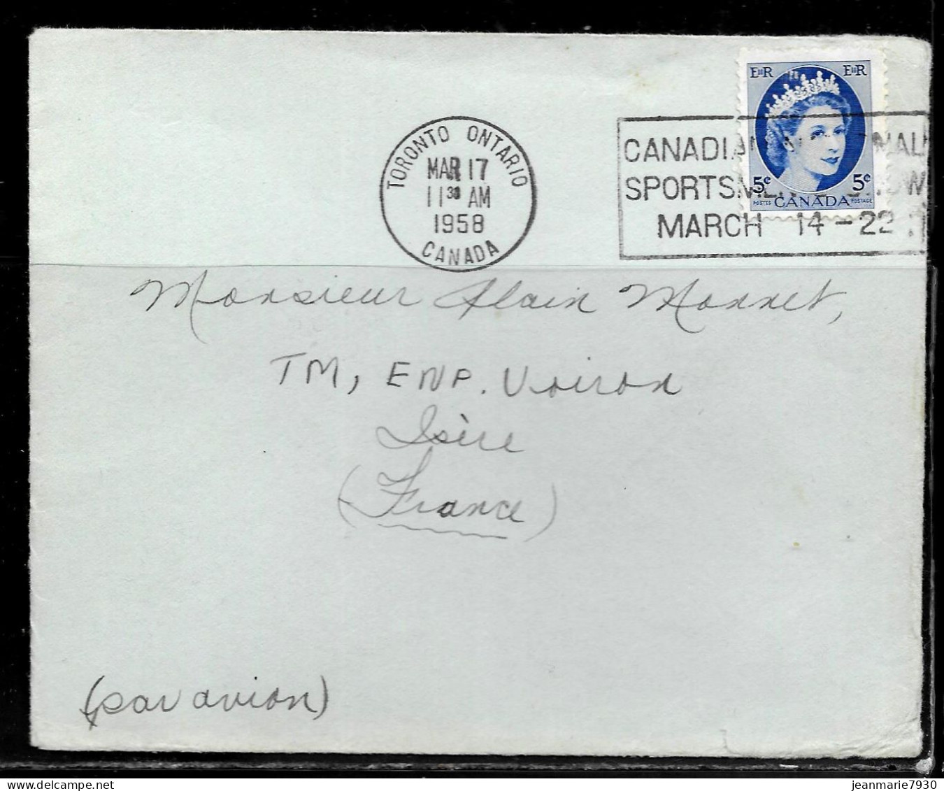 N487 - CANADA - LETTRE DE TORONTO DU 17/03/58 POUR LA FRANCE - Briefe U. Dokumente