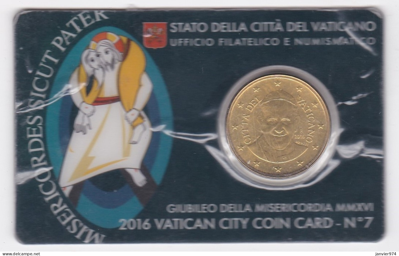 Cité Du Vatican 50 Euro Cent 2016 Rome, Coin Card N° 7 - Vaticaanstad