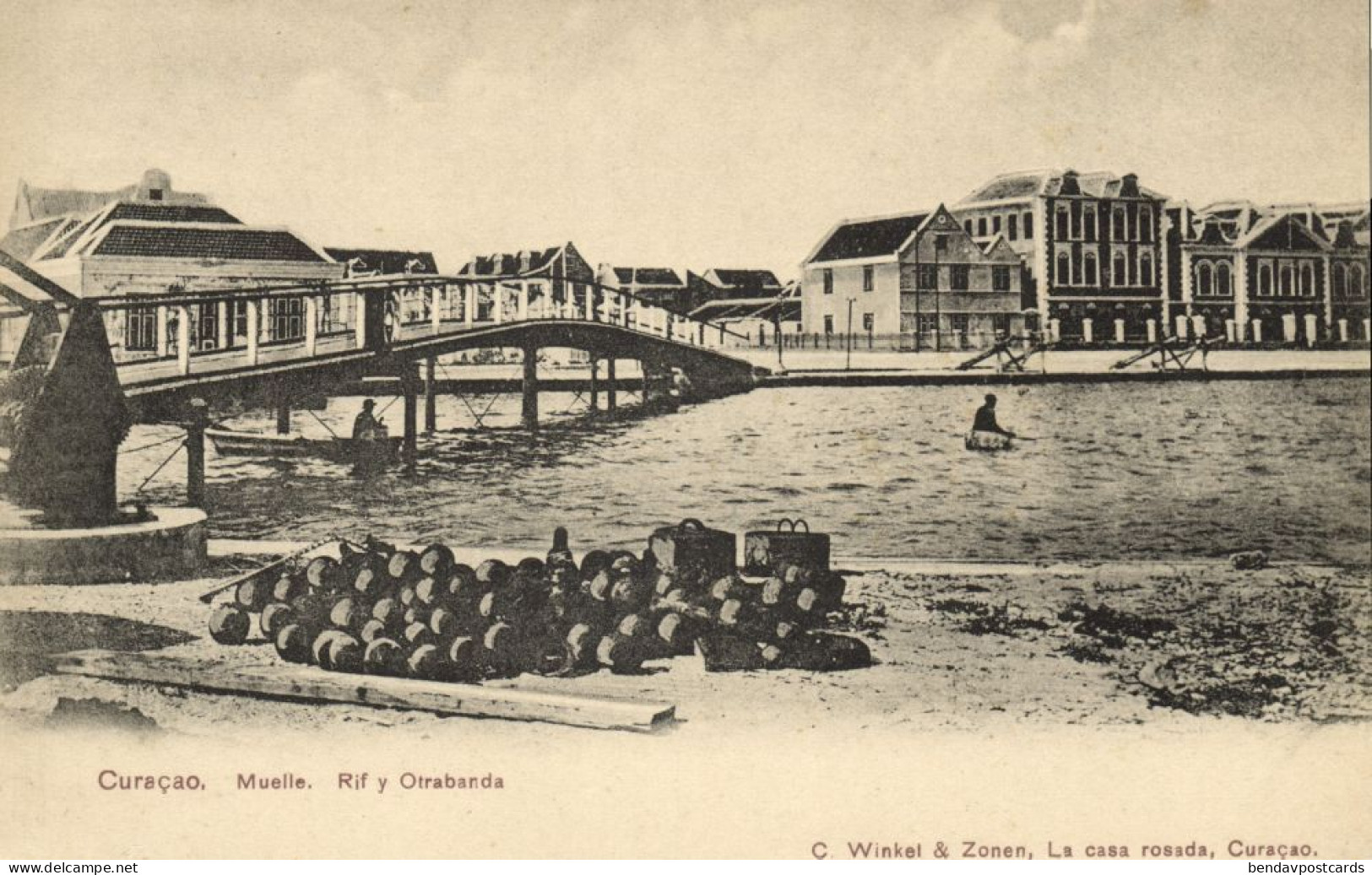 Curacao, D.W.I., WILLEMSTAD, Otrabanda, Muelle (1910s) Winkel & Zonen Postcard - Curaçao