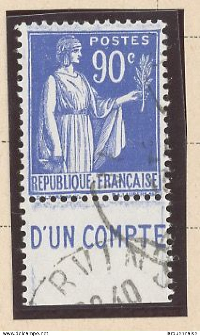 BANDE PUB -N°370 -TYPE PAIX -90 C BLEU   - Obl  PUB CCP/ -D'UN COMPTE- (MAURY 251 ) - Used Stamps